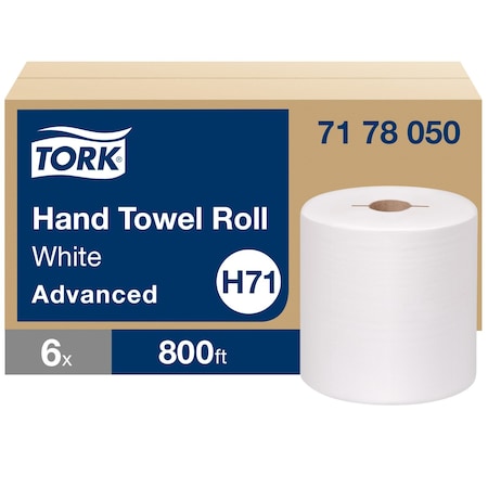 Tork Hardwound Paper Towel Roll, 1 Ply, Continuous Sheets, 800 ft, White, 6 PK 7178050