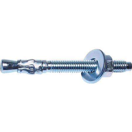 Midwest Fastener Wedge Anchor, 3/8" Dia., 3-3/4" L, Steel Zinc Plated 4125