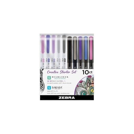 Zebra Pen MIDLINER Marker/SARASA Fineliner Creative Starter Set - 0.8 mm Pen Point Size - Needle Pen, 10PK 10015