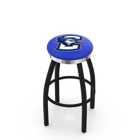 Holland Bar Stool Co 25" Blk Wrinkle Creighton Swivel Bar Stool, Chrome Ring L8B2C25Crghtn