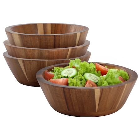 Megachef 4 Piece 6.75 Inch Acacia Wood Salad Bowl Set 750122185M