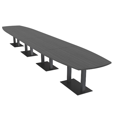Skutchi Designs Arc Boat Conference Table, 45 in W, 240 in L, Grey HAR-ABOT-48X240-DOU.BK-WA7949