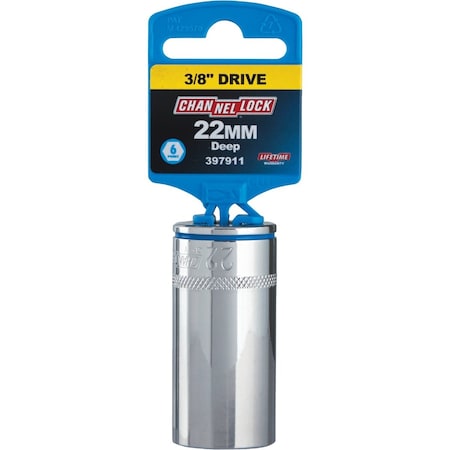Channellock 3/8'' Drive 22 mm 6-Point Deep Metric Socket 397911