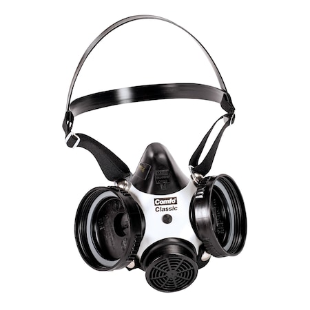 Msa Safety Half Mask Respirator, Comfo Classic, SoftFeel Silicone, Threaded, Black, M 808071