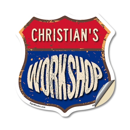 Signmission Christian's Workshop, 12 Inch X 12 Inch, Vinyl Decal SHI-D-12-489-CHRISTIAN