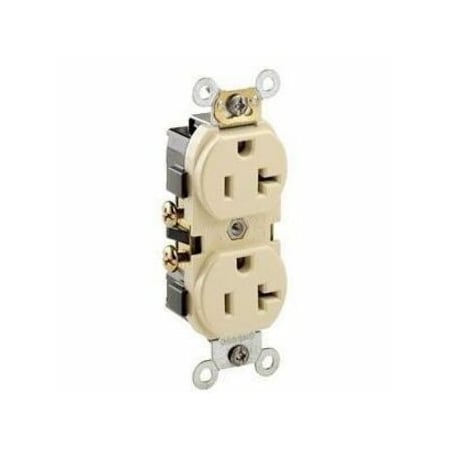 Leviton Commercial Grade Duplex Receptacle, 20, 125 Volt CR20-IS