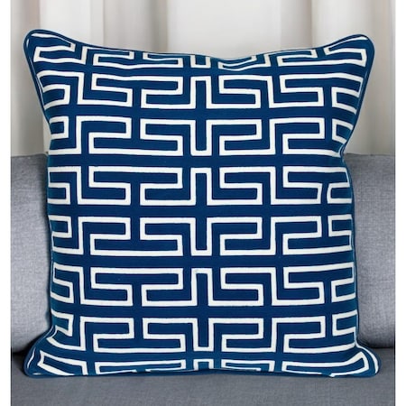 Homeroots 20" Blue Geometric Cotton Throw Pillow 529305