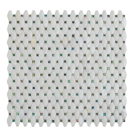 Apollo Tile White 11.4 in x 11.8 in Shell Polished Floor and Wall Mosaic Tile 18.68 sqft/case, 20PK APLJWS8804A