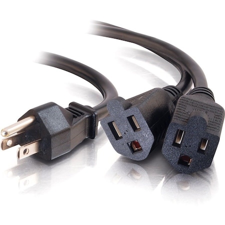C2G 18IN 16 AWG 1-TO-2 POWER CORD SPLITTER 1 NEMA 5-15P TO 2 NEMA 5-15R TAA COMPL 29802