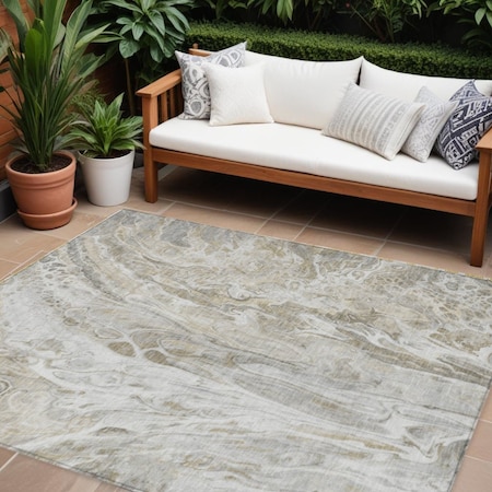 Homeroots 8' X 10' Taupe Beige And Ivory Abstract Washable Indoor Outdoor Area Rug 577947