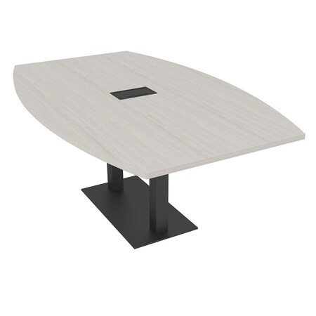 Skutchi Designs Boat Conference Table With Power Unit, 48 in W, 72 in L, Ivory HAR-BOT-48x72-DOU.BK-K458-EBLK