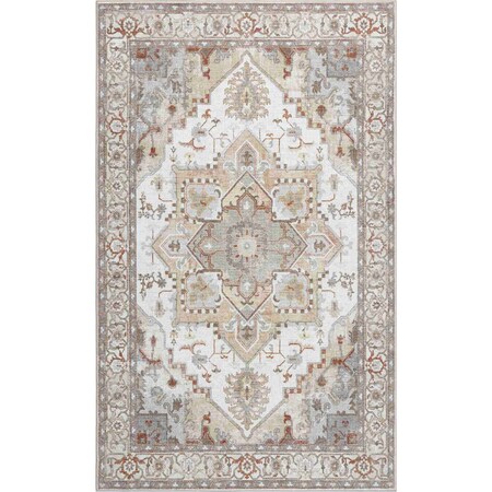 Jonathan Y Sersi Ornate Large Medallion Border Non-Slip Machine-Washable Beige/Cream 9 ft. x 12 ft. Area Rug WSH505H-9