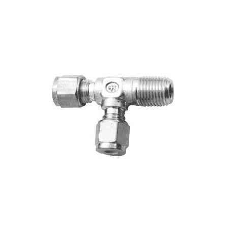 Gyrolok Male Run Tee: TMT 3/8in T x 1/4in Female NPT Brass Construction 6TMT4BR
