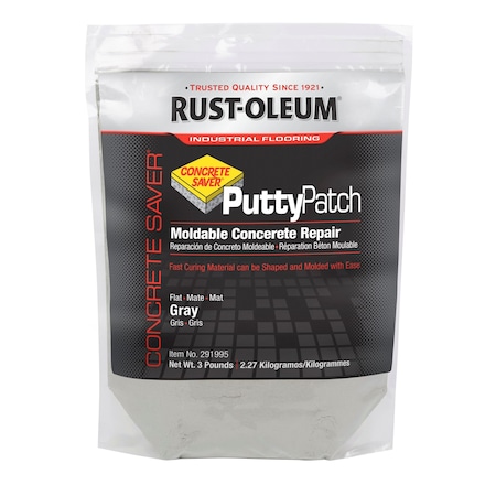 Rust-Oleum Patching Compound, 3 lb Container Size, Bag, Putty Patch, Gray 291995