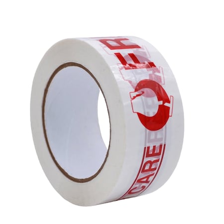 Wod Tape CST2FW Carton Sealing Tape FRAGILE handle with care Imprinted Legend: 2 in. x 110 yds, 36PK WOD CST2FW-02000-36-110-WHI