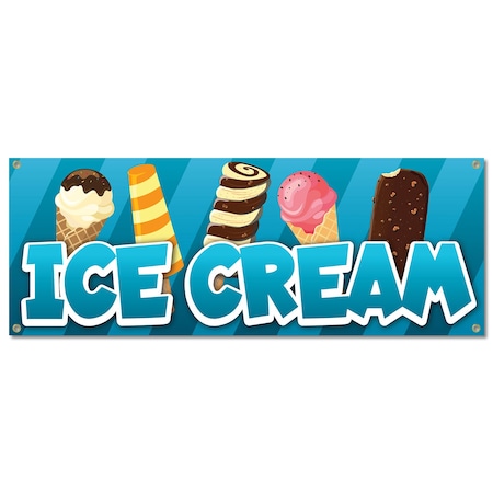 Signmission Ice Cream, 18 Inch, Banner B-30396