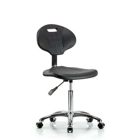 Blue Ridge Ergonomics Erie Med Bench Chair, Chrome, Casters, No Arms, 20" to 28" Height, Black; Blue BR-TPMBCH-CR-A0-NF-CC