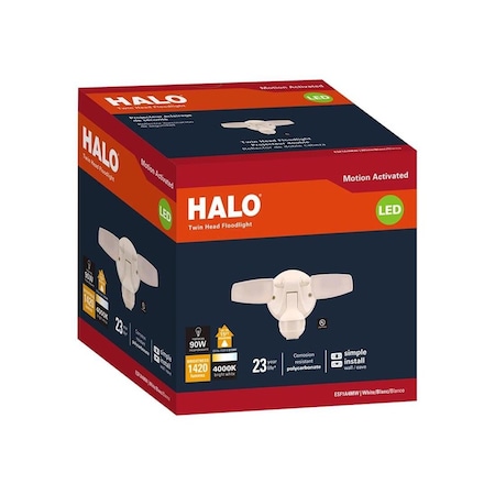 Cooper Lighting Halo Twin Head LED Outdoor Security Flood Light, Motion Activated, 1420 Lumens, White ESF1A4MW