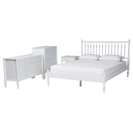 Baxton Studio Denita Bedroom Set with Chest, White, Queen 271-14735-14743-14741-14739-ZORO