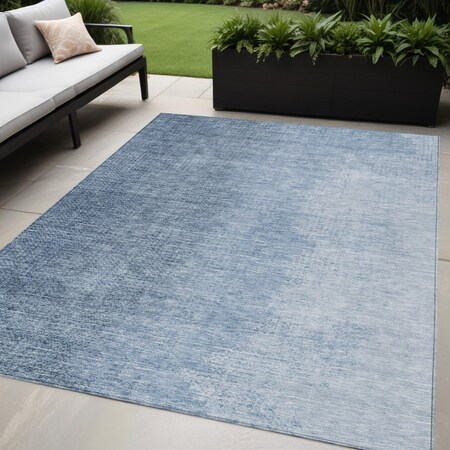 Homeroots 5' X 8' Navy Blue And Sky Blue Abstract Washable Indoor Outdoor Area Rug 588215