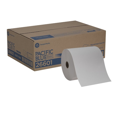 Georgia-Pacific Pacific Blue Basic Hardwound Paper Towels, Continuous Roll, 7 7/8 in W, 800 ft, White, PK6 26601