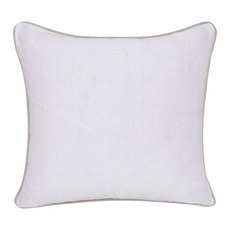 Homeroots 20" X 20" Natural and Ivory Floral Linen Zippered Pillow With Embroidery 534299