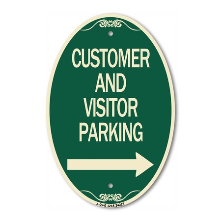 Signmission Customer and Visitor Parking With Right Arro, 12 In X 18 In Architectural, Heavy Gauge Aluminum A-OV-G-1218-24215