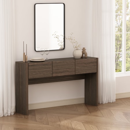 Manhattan Comfort Linda Console Table in Walnut Brown DK002-BR