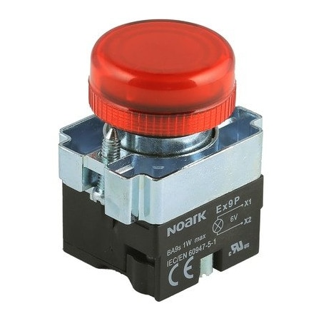 Noark NoarkEx9PBV64N, Indicator light - Ex9PB - - Round Flat - 110Vac/dc LED, Red 1200490