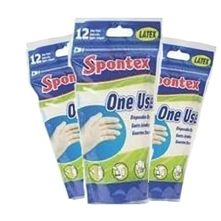 Spontex Disposable Gloves, Latex, Powdered, OneSize, Cream 76191