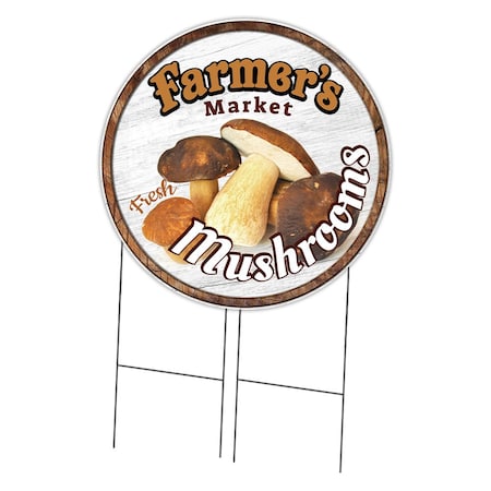 Signmission Farmers Market Mushrooms Double Sided Corrugated Plastic Circle Yard Sign, C-36-CIR-DS-WS-Mushrooms C-36-CIR-DS-WS-Mushrooms