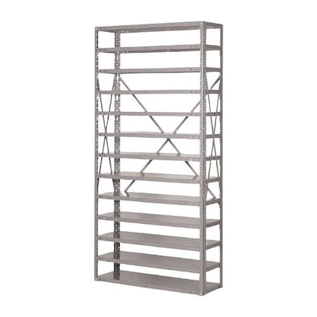 Pucel Bin Shelving Rack, 13 Shelves, 48 Bins, 36 in W x 73 in H x 12 in D, Gray BR-1236-13-48