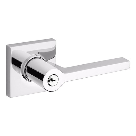 Baldwin Baldwin 5285 Left Hand Square Lever with Square Rose Emergency Egress Keyed Entry Bright 5285260LENT