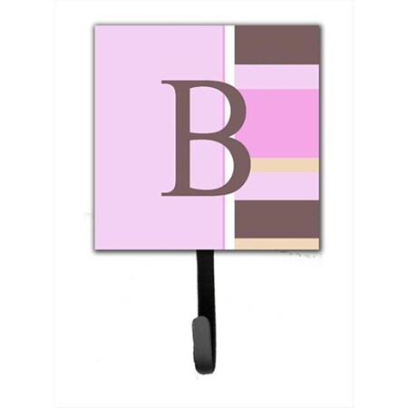 Carolines Treasures Letter B Initial Monogram - Pink Stripes Leash Holder Or Key Hook CJ1005-BSH4