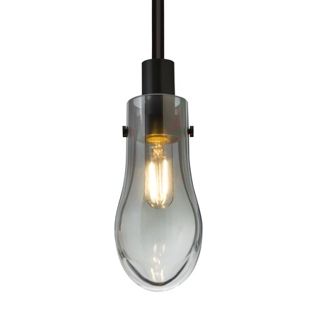 Besa Lighting Wish Stem Pendant, Smoke/Clear, Black Finish, 1x3W LED Edison 1TT-WISHSM-EDIL-BK