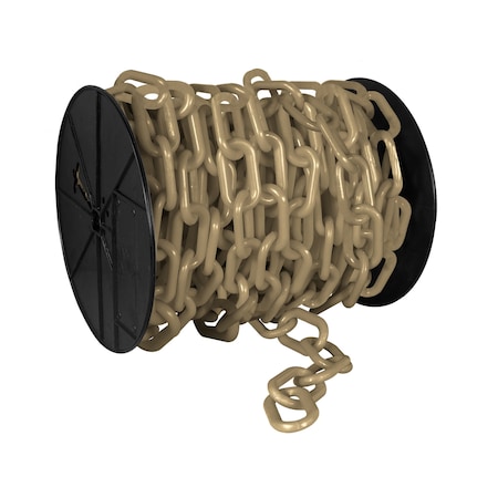 Mr. Chain 3" x 60' Army Tan Plastic Safety Chain - Reel 80155