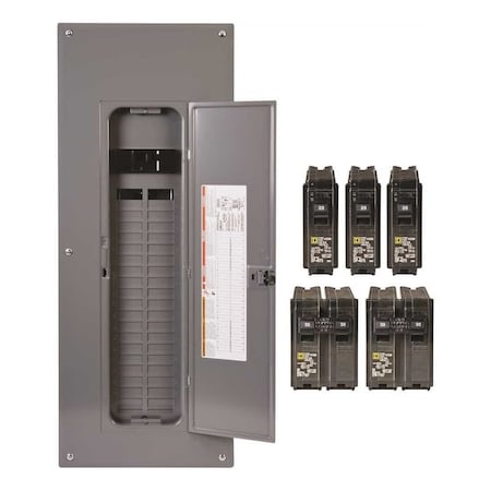 Square D Homeline Load Center, 200A, 40-Space, 80-Circuit, Main Breaker, Plug-On Neutral, Cover Included HOM4080M200PQCVP