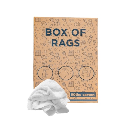 Supremeplus Recycled White Terry Towel Cleaning Rags, 50 lbs. Box SP-7420