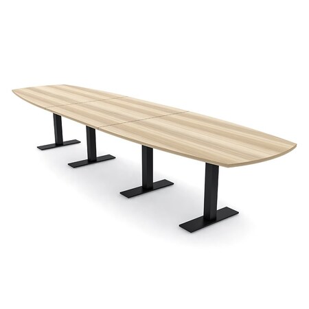 Skutchi Designs Arc Boat Conference Table With Power, 48 in W, 192 in L HAR-ABOT-48X192-T.BK-K525-NA