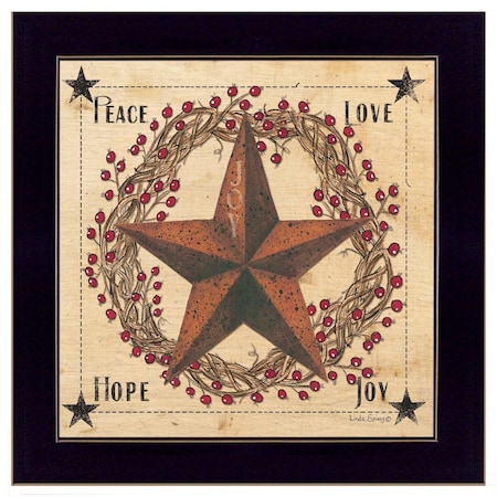 Homeroots Peace Love Hope Joy Black Framed Print Wall Art 405167