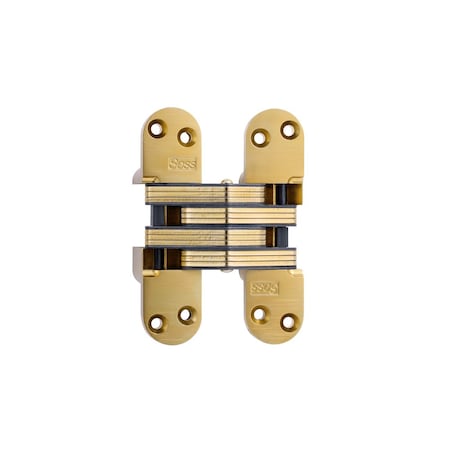 Universal Industrial Soss 1-3/8" x 5-1/2" Heavy Duty Invisible Hinge for 2" Doors Satin Brass Finish 220US4