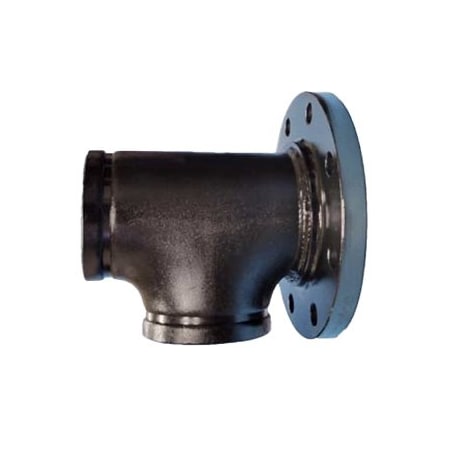 Industrial Choice Groove by 150 lb Flange by Groove Tee SCH20 4 inch Steel Black Painted GVF150-T-4-G-FL-G-S20CS-BK