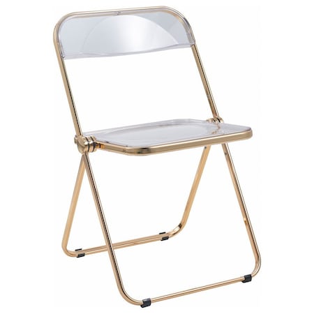 Leisuremod Lawrence Acrylic Folding Chair with Gold Metal Frame, Clear LFG19CL