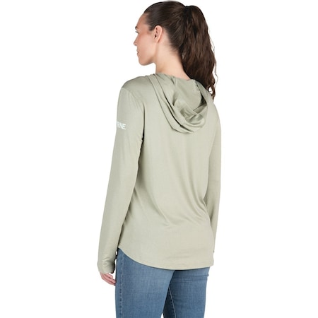 Berne Womens Medium Heathered Seagrass Long Sleeve Hooded UPF Sun Shirt WSH13HSEAR400