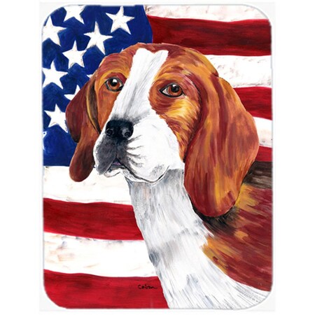 Carolines Treasures 15 x 12 in. USA American Flag with Beagle Glass Cutting Board - Large SC9005LCB