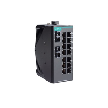 Moxa Unmanaged Ethernet switch with 14 10/100BaseTX ports, 2 100BaseFX multi EDS-2016-ML-MM-SC-T