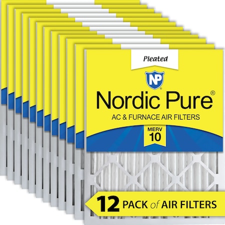 Nordic Pure 10x20x2 Pleated Air Filter, High Capacity, Electrostatically Charged Synthetic Media, MERV 10 10x20x2M10-12