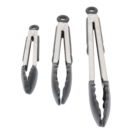 Oster Baldwyn 3 Piece Stainless Steel Kitchen Tongs Set in Black 137538.03