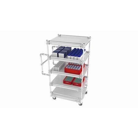 Trilogiq 5-Level Warehouse Cart 2 Flanges Per Level With Vertical Handlebars. 49C-4
