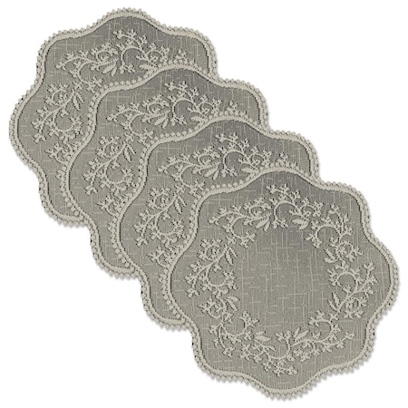 Heritage Lace Sheer Divine 12 in. Round Doily - Flax - Set of 4 SD-1200X-S